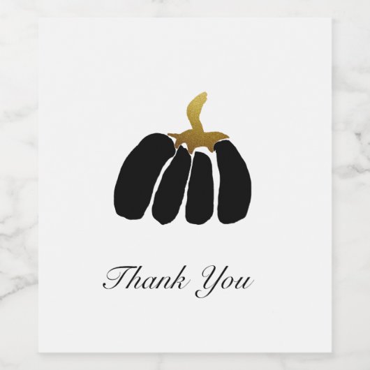 Stilisierte Pumpkins in Schwarz-weiß und Gold Weinetikett (Einzelnes Label)