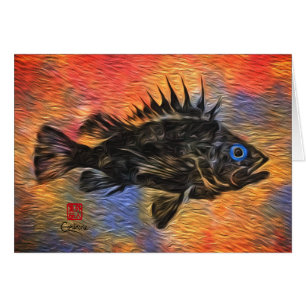 Stilisierte Quillback Rockfish - 7" x 5" Karte