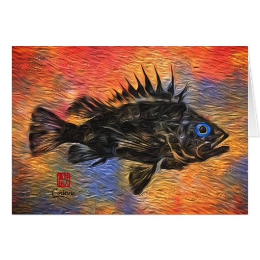 Stilisierte Quillback Rockfish - 7" x 5" Karte (Vorderseite (Horizontal))