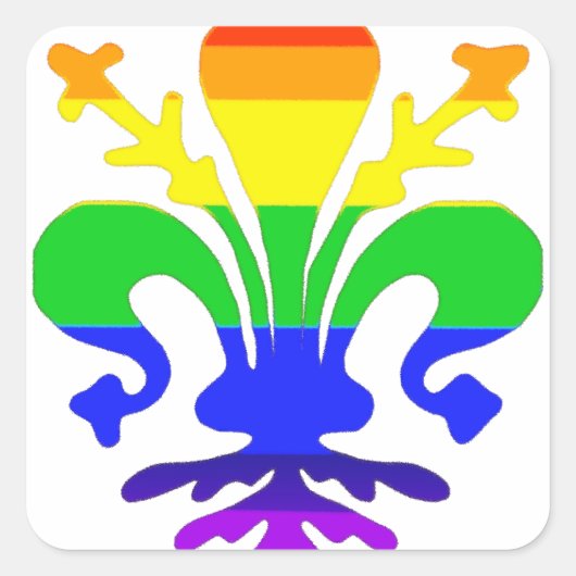 Stilisierte Rainbow-Lilie Quadratischer Aufkleber (Vorderseite)