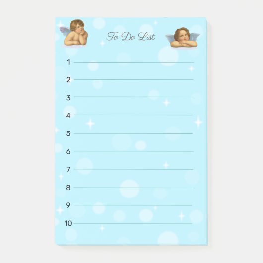 Stilisierte Raphael-Cherubs und Lichtkugeln Post-it Klebezettel (Vorderseite)