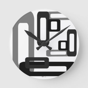 Stilisierte Rechtecke grau/Schwarzes Runde Wanduhr
