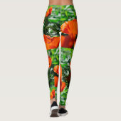 Stilisierte Red Poppy Blume Garden Pattern Leggings (Rückseite)