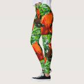 Stilisierte Red Poppy Blume Garden Pattern Leggings (Links)
