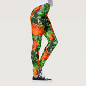 Stilisierte Red Poppy Blume Garden Pattern Leggings (Rechts)