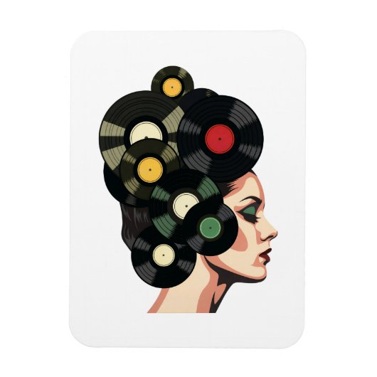 Stilisierte Retro-Vinyl-Schallplattenposter-Kunst Magnet (Vertikal)