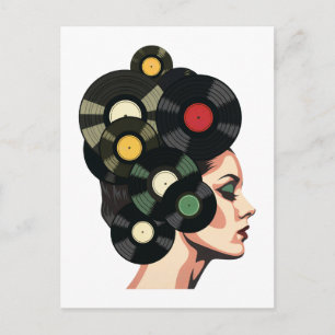 Stilisierte Retro-Vinyl-Schallplattenposter-Kunst Postkarte