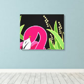 Stilisierte rosa Flamingo Leinwanddruck (Insitu (Holzboden))