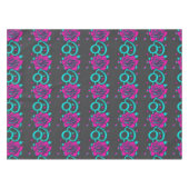 Stilisierte Rosen in hellen Türkis und Pink Tischdecke (Vorderseite (Horizontal))