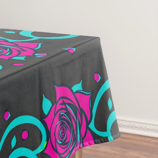 Stilisierte Rosen in hellen Türkis und Pink Tischdecke (Beispiel)