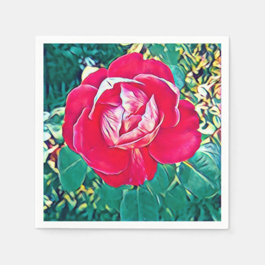 Stilisierte rote Blume Malpapier Napkin Serviette (Vorderseite)