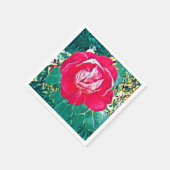 Stilisierte rote Blume Malpapier Napkin Serviette (Ecke)