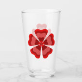 Stilisierte rote Retro-Blume Glas (Rückseite)