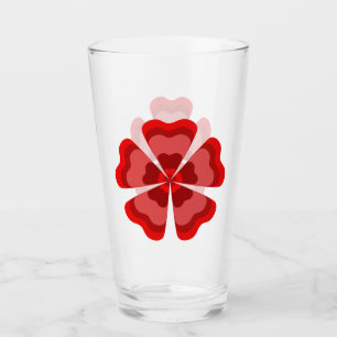Stilisierte rote Retro-Blume Glas