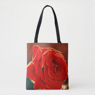 Stilisierte Rote Rose Tote Bag Tasche