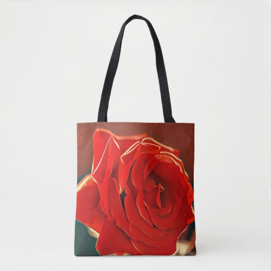 Stilisierte Rote Rose Tote Bag Tasche (Vorderseite)
