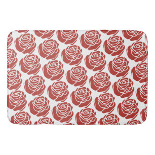 Stilisierte Rote Rosen Blumenmuster Badematte