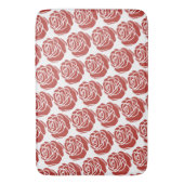 Stilisierte Rote Rosen Blumenmuster Badematte (Vorderseite Vertikal)