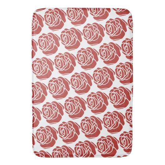Stilisierte Rote Rosen Blumenmuster Badematte (Vorderseite Vertikal)