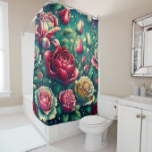 "Stilisierte Rote Rosen mit Raindrops" Duschvorhang (Beispiel)