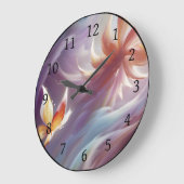 Stilisierte Schmetterlinge und Blume Große Wanduhr (Winkel)