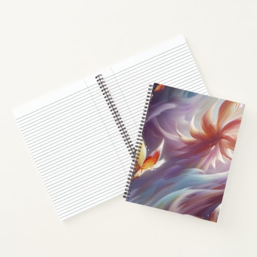 Stilisierte Schmetterlinge und Blume Notizblock (Innenseite)