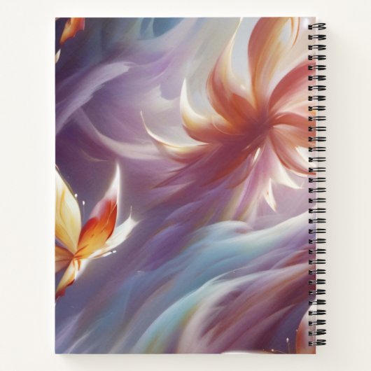 Stilisierte Schmetterlinge und Blume Notizblock (Rückseite)