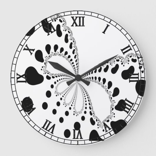 Stilisierte Schmetterlingsbilder Große Wanduhr (Vorderseite)