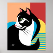 stilisierte Schwarz-Weiß-Katzenkunst Poster (Vorne)