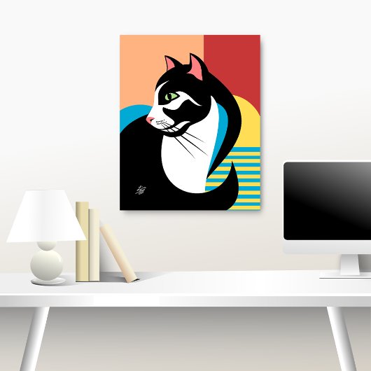 stilisierte Schwarz-Weiß-Katzenkunst Poster