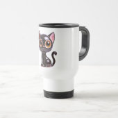 Stilisierte sitzende schwarze Katze, Reisebecher (VorderseiteRechts)
