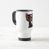 Stilisierte sitzende schwarze Katze, Reisebecher (Vorderseite Links)