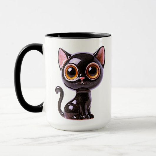 Stilisierte sitzende schwarze Katze Tasse (Links)