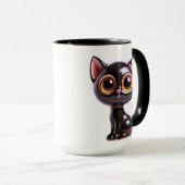 Stilisierte sitzende schwarze Katze Tasse (VorderseiteRechts)