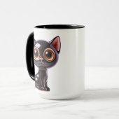 Stilisierte sitzende schwarze Katze Tasse (Vorderseite Links)