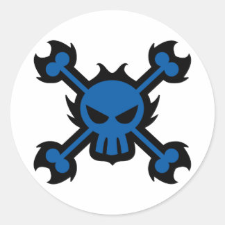 Stilisierte Skull-Icon-Aufkleber in blau Runder Aufkleber