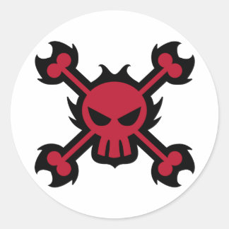 Stilisierte Skull-Icon-Aufkleber in Rot Runder Aufkleber