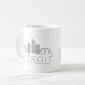 Stilisierte Skyline Detroits Kaffeetasse (Vorderseite Links)