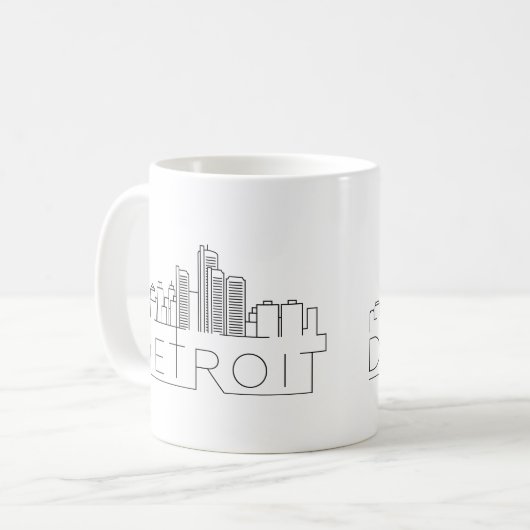 Stilisierte Skyline Detroits Kaffeetasse (Vorderseite Links)
