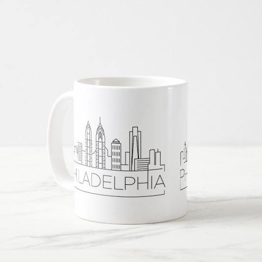 Stilisierte Skyline Philadelphias Kaffeetasse (Vorderseite Links)