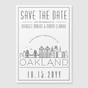 Stilisierte Skyline von Oakland zur Hochzeit - Sav Magneteinladung