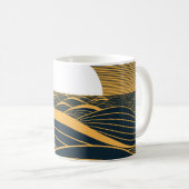 Stilisierte Sonne-Mond, dunkle Meeresdarstellung. Kaffeetasse (VorderseiteRechts)