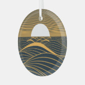 Stilisierte Sonne-Mond, dunkle Meeresdarstellung. Ornament Aus Glas (Vorderseite links)