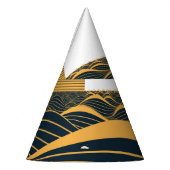 Stilisierte Sonne-Mond, dunkle Meeresdarstellung. Partyhütchen (Links)