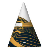 Stilisierte Sonne-Mond, dunkle Meeresdarstellung. Partyhütchen (Rechts)