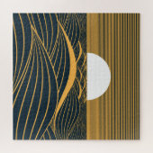 Stilisierte Sonne-Mond, dunkle Meeresdarstellung. Puzzle (Horizontal)