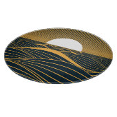 Stilisierte Sonne-Mond, dunkle Meeresdarstellung. Schneidebrett (Ecke)