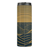 Stilisierte Sonne-Mond, dunkle Meeresdarstellung. Thermosbecher (Rückseite)