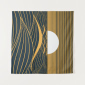 Stilisierte Sonne-Mond, dunkle Meeresdarstellung. Wandteppich (Vorderseite (Horizontal))