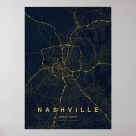Stilisierte Stadtkarte von Nashville, Tennessee Poster
